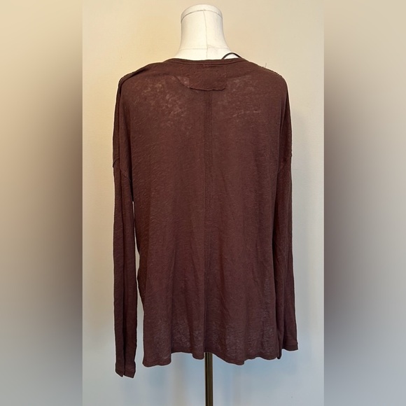 WE THE FREE x FREE PEOPLE brown linen/cotton blend sweater size extra small - Picture 8 of 10